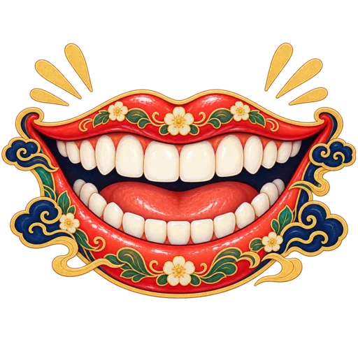 이빨 빠지는 꿈 민화 일러스트