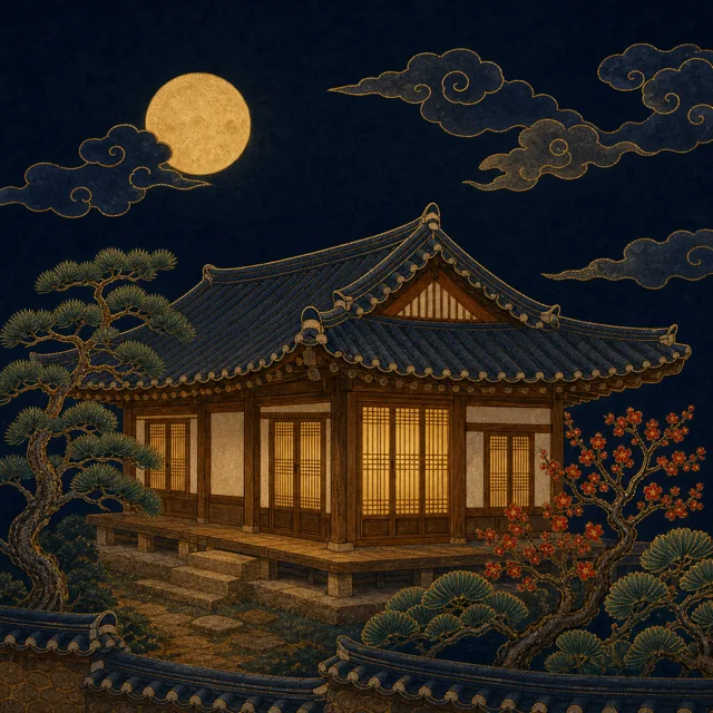 숨는 꿈 민화 일러스트